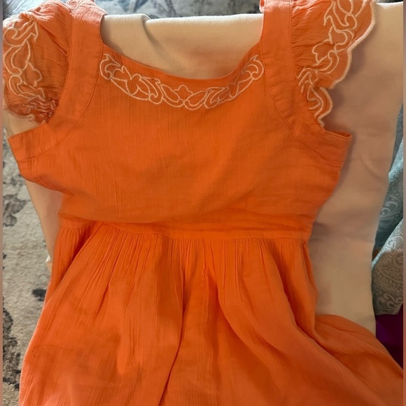 Janie & Jack Crochet Peach Colored Trim Dress Ruffles size 10 - Picture 2 of 5